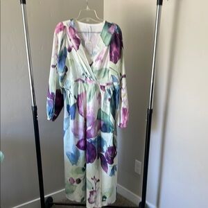 Purple and Green Wrap Dress